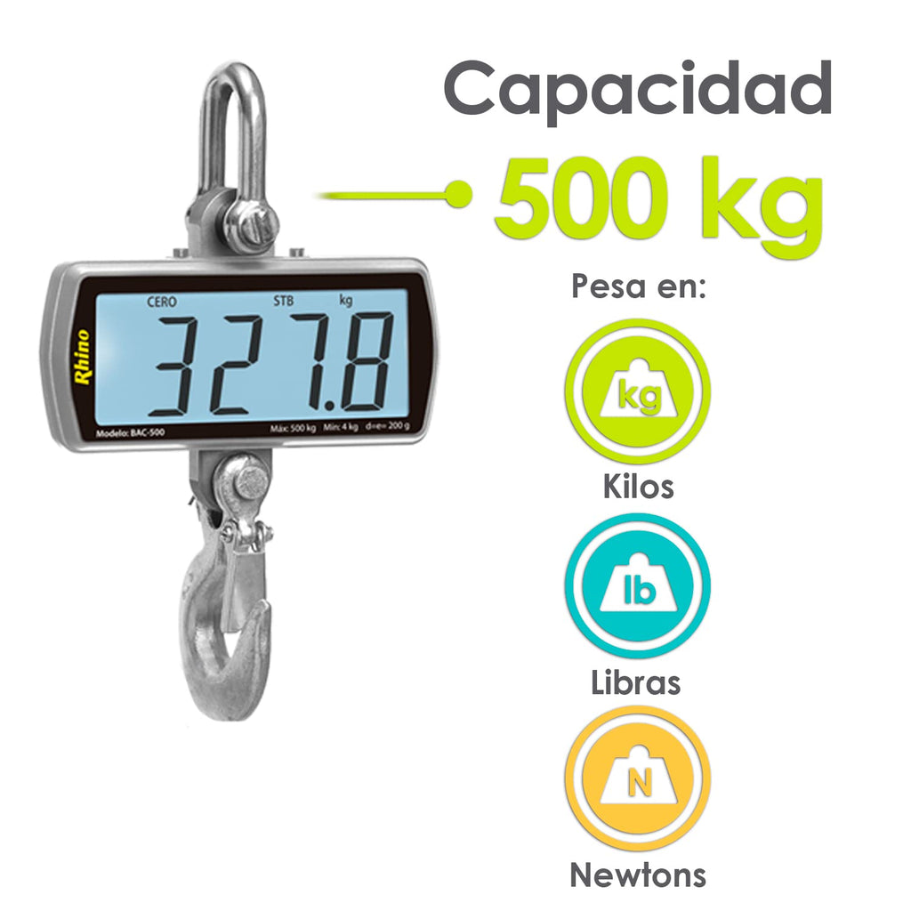 Báscula Electrónica Colgante 500 kg Rhino