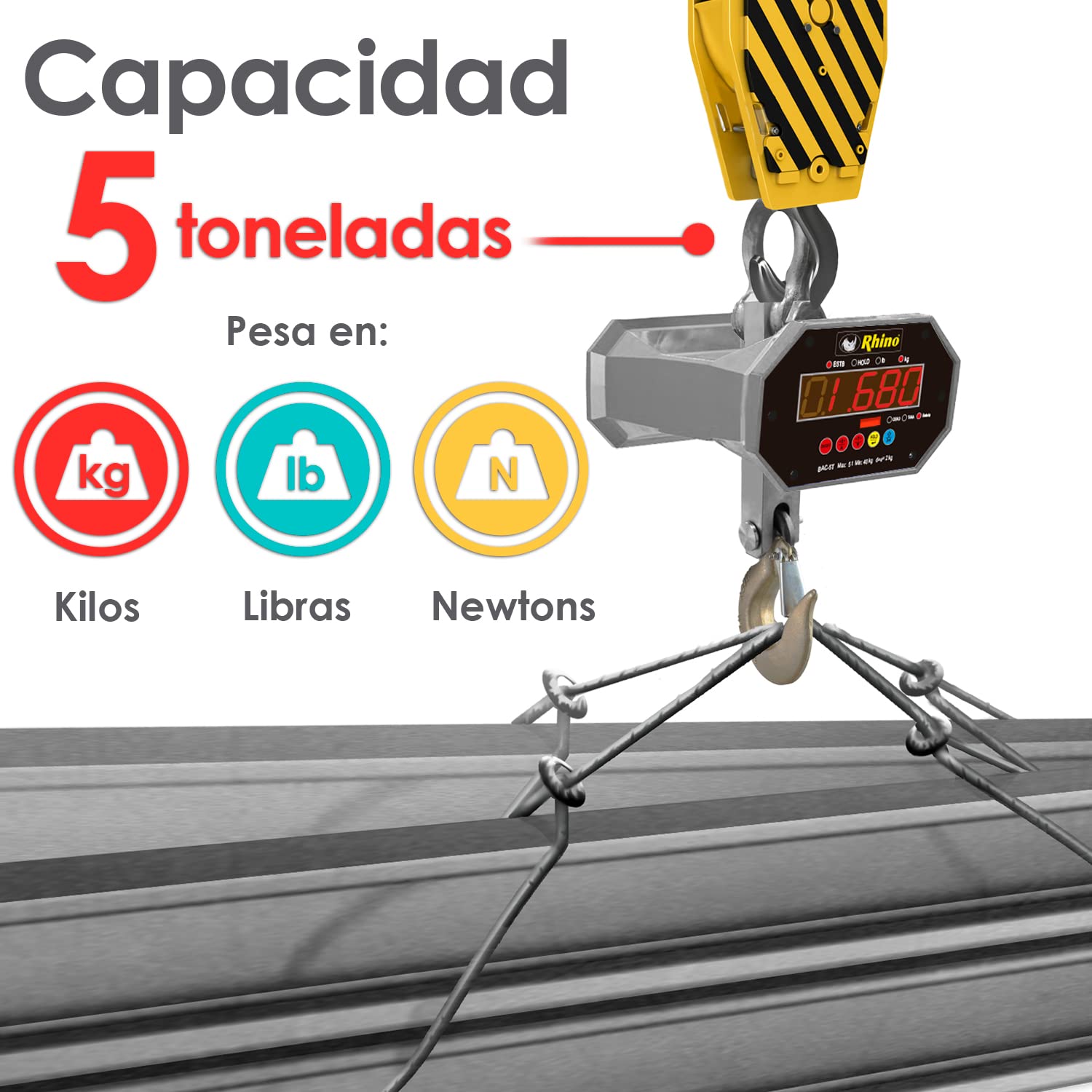 Báscula Electrónica Colgante 5,000 kg Rhino