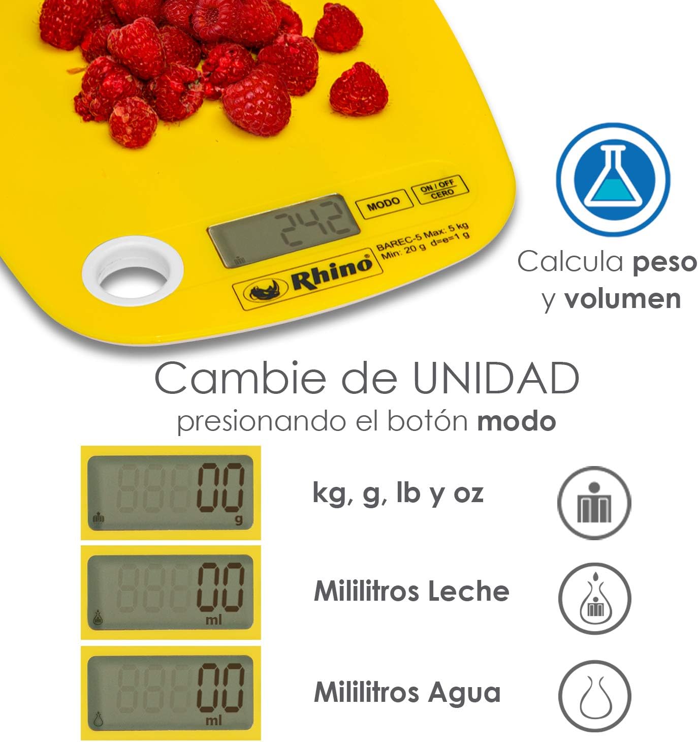 Báscula de Cocina 5 kg Rhino