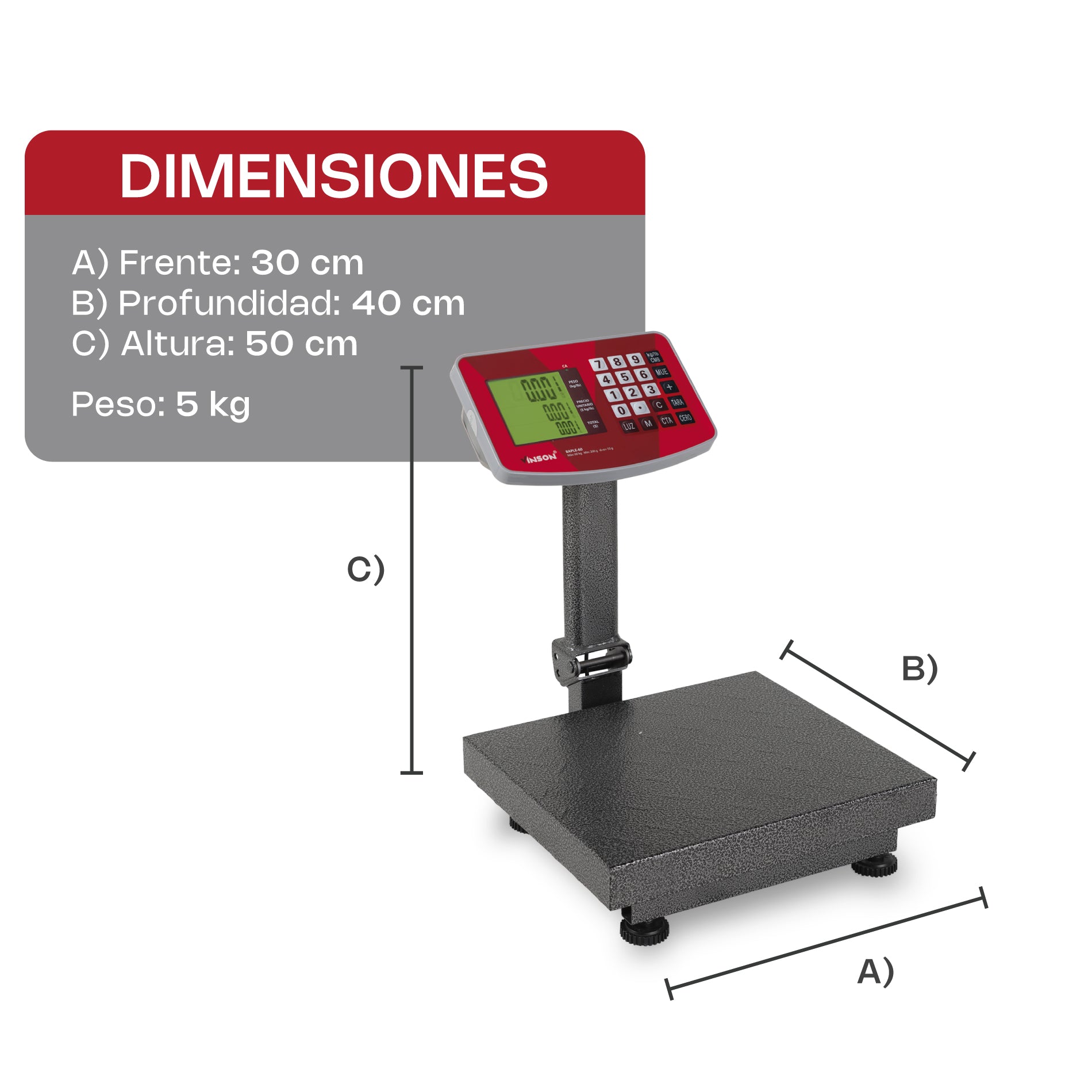 Bascula Plataforma Plegable 60 Kg Vinson BAPLE-60
