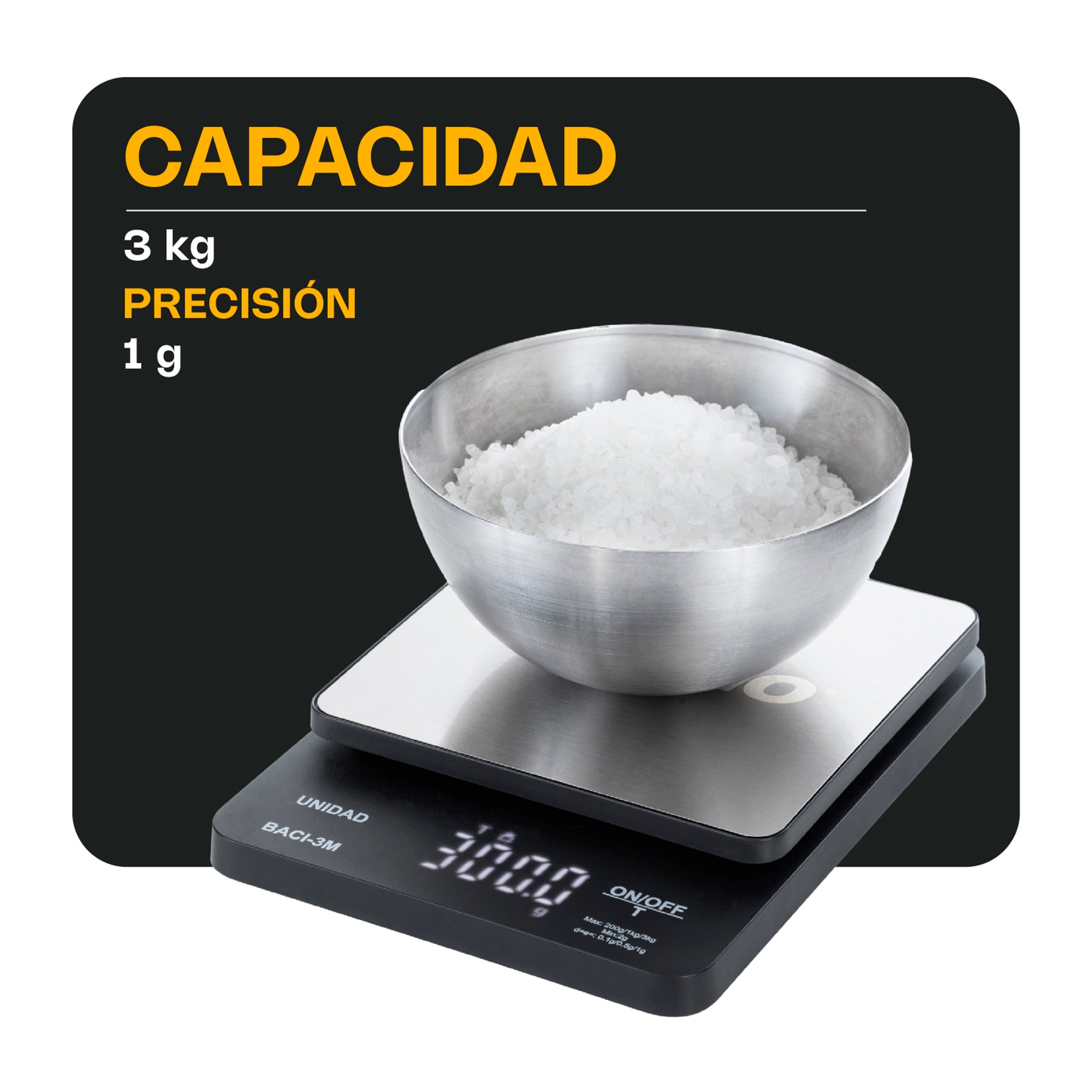 Bascula De Precisión 3 Kg Rhino BACI-3M
