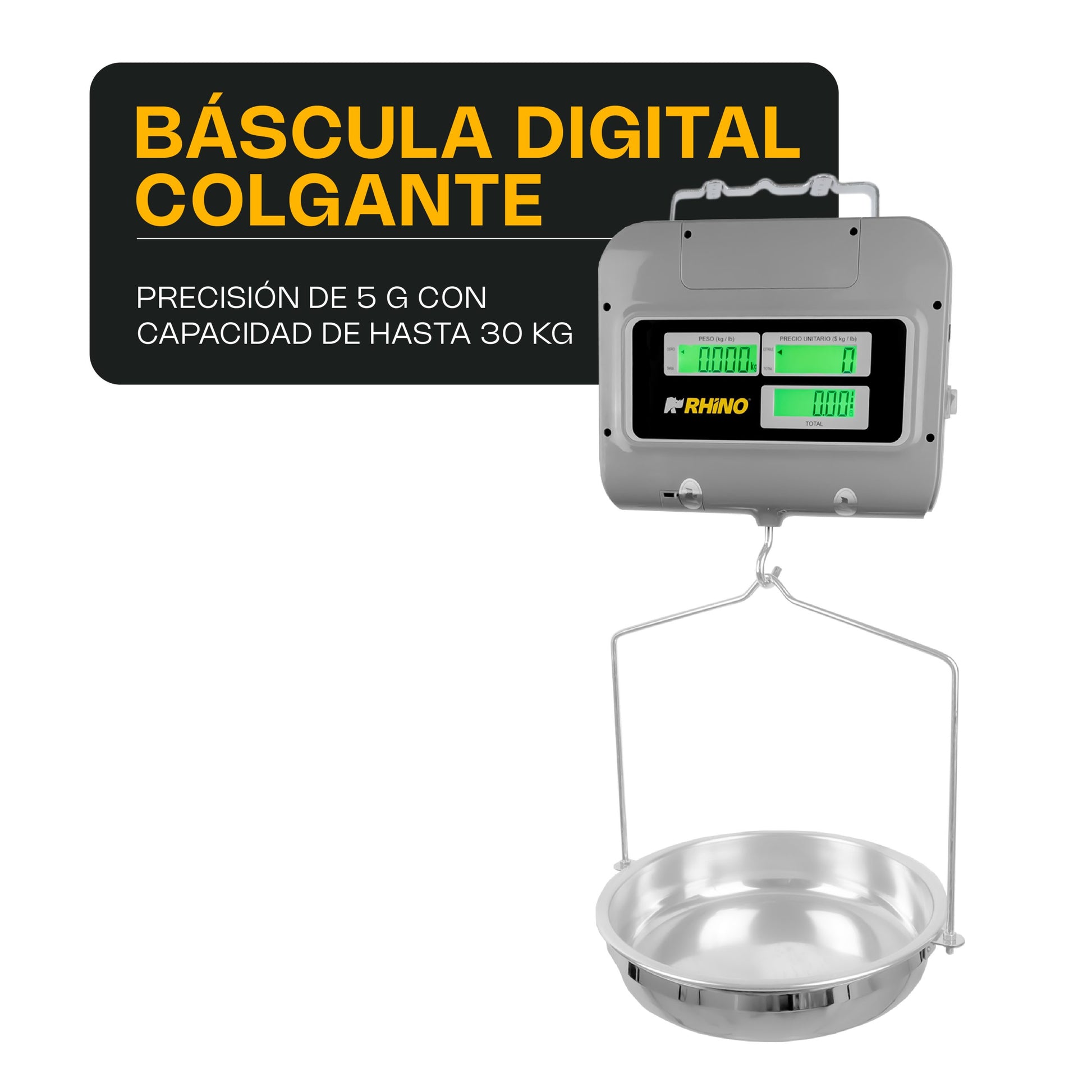 Báscula Electrónica Colgante Multifunciones 30 kg Rhino
