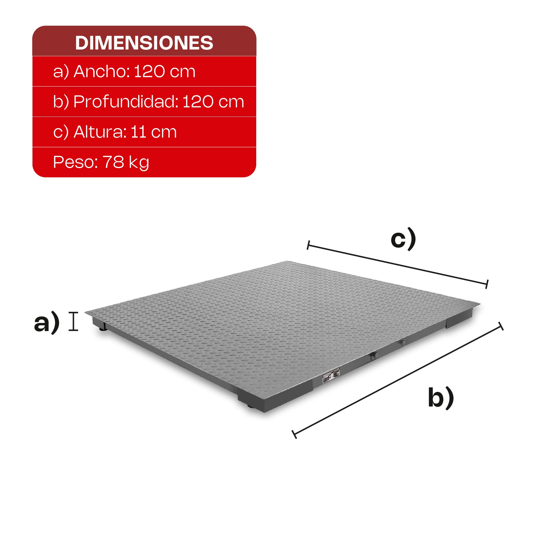 Plataforma de Bajo Perfil 120 x 120 cm BAPER-12 Rhino