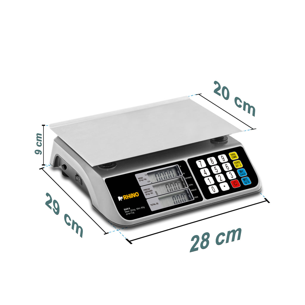 Báscula Electrónica Multifunciones 20 kg con Puerto USB Rhino