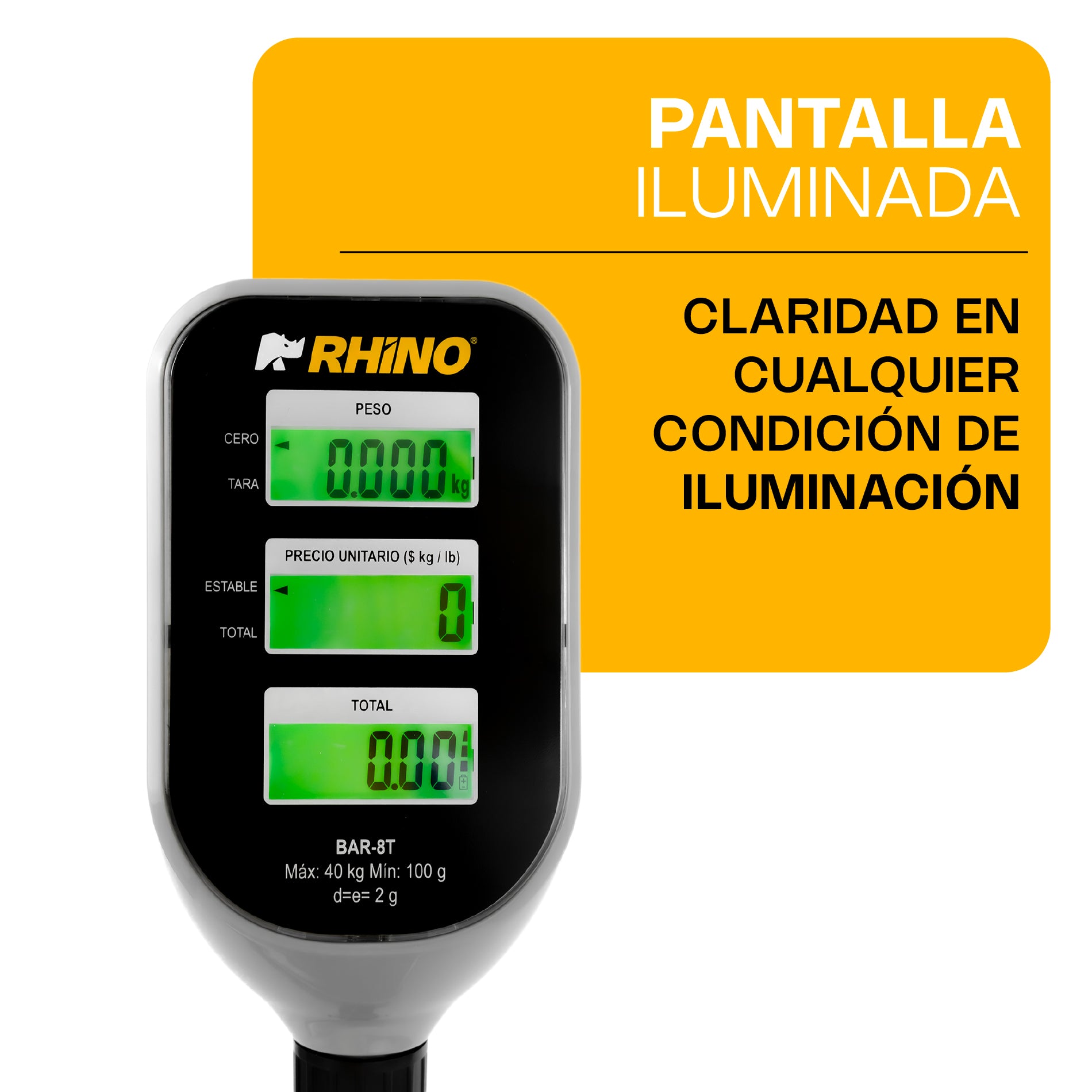 Báscula Electrónica Multifunciones con Torreta 40 kg Rhino