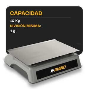 Báscula Electrónica Porcionadora 10 kg con puerto USB Rhino