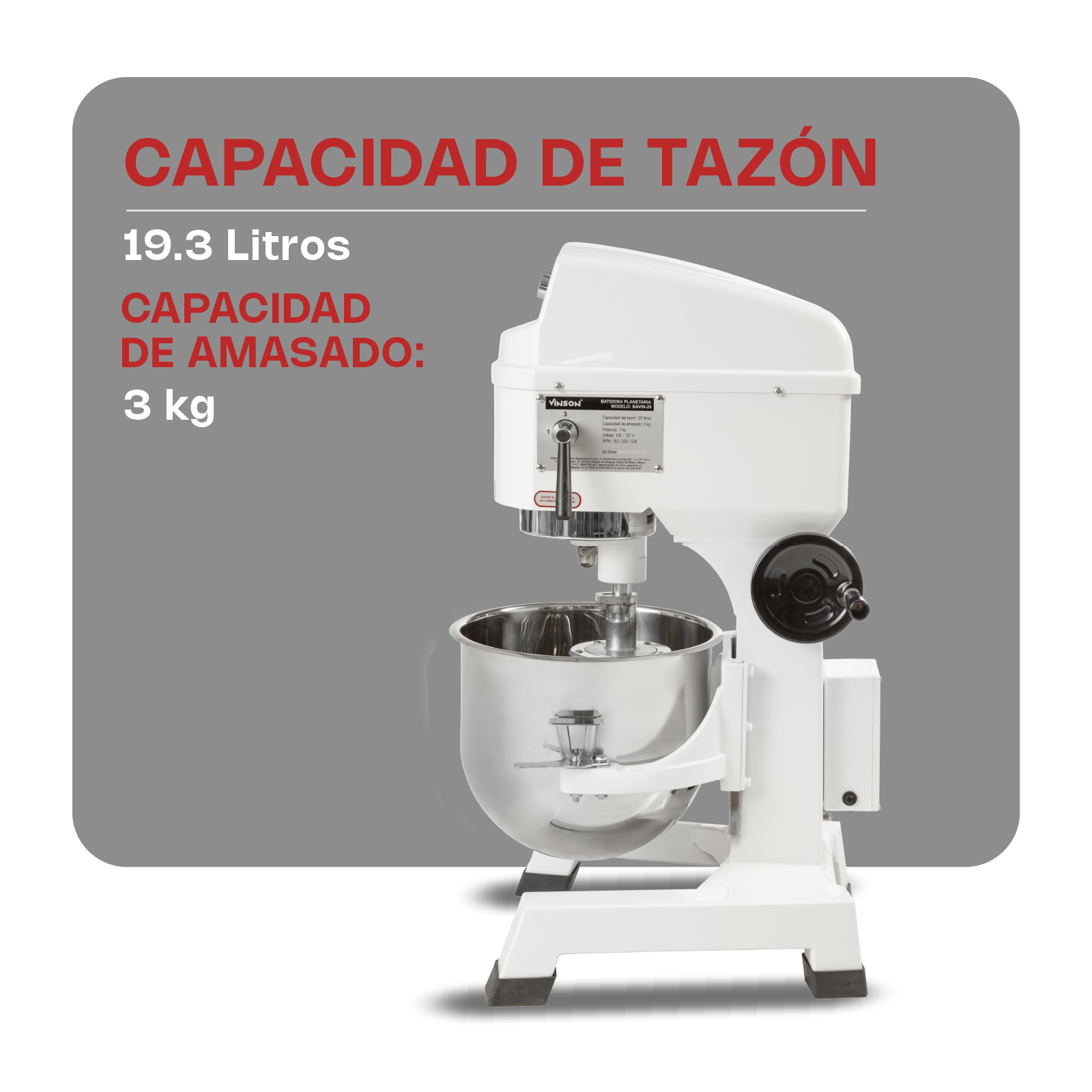 Batidora Planetaria 19.3 lt VINSON