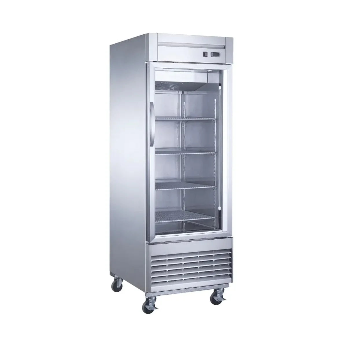 CONGELADOR VERTICAL PUERTA DE CRISTAL EN A.I. DE 23 PIES CÚBICOS MARCA MIGSA.